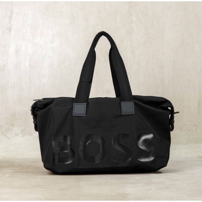 Jual HUGO BOSS Big Text Duffle Bag in Black Shopee Indonesia