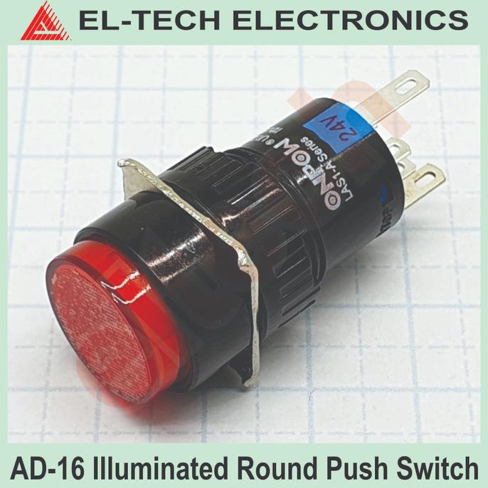 Jual 16mm AD-16 Lock Round Push Switch Saklar Tekan Bulat Bercahaya ...
