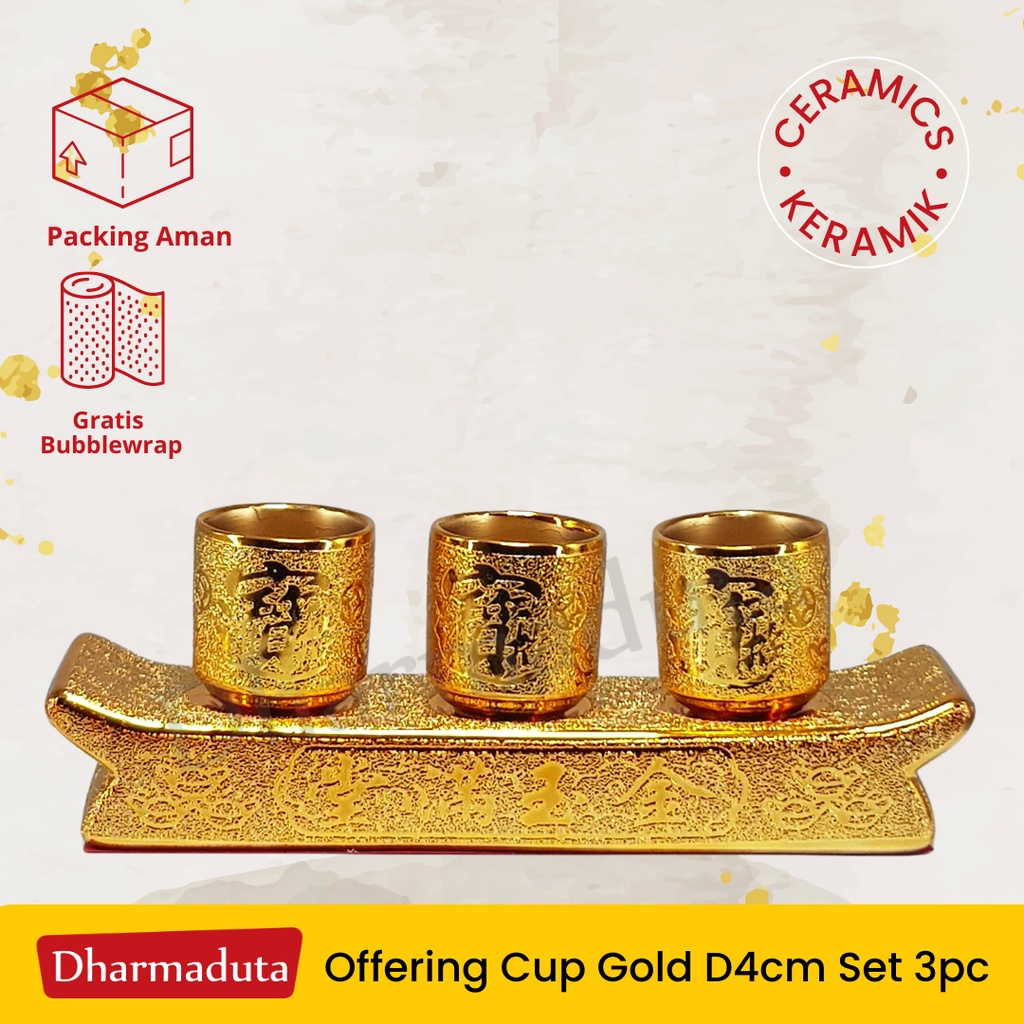 Jual Cangkir Gelas Persembahan Puja Altar Sembahyang Keramik Gold 3pc Set Shopee Indonesia 4182