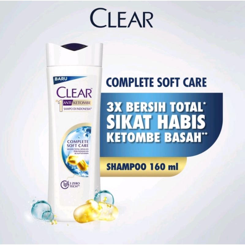 Jual Clear Shampoo Anti Ketombe Complete Soft Care 160 Ml - Anti