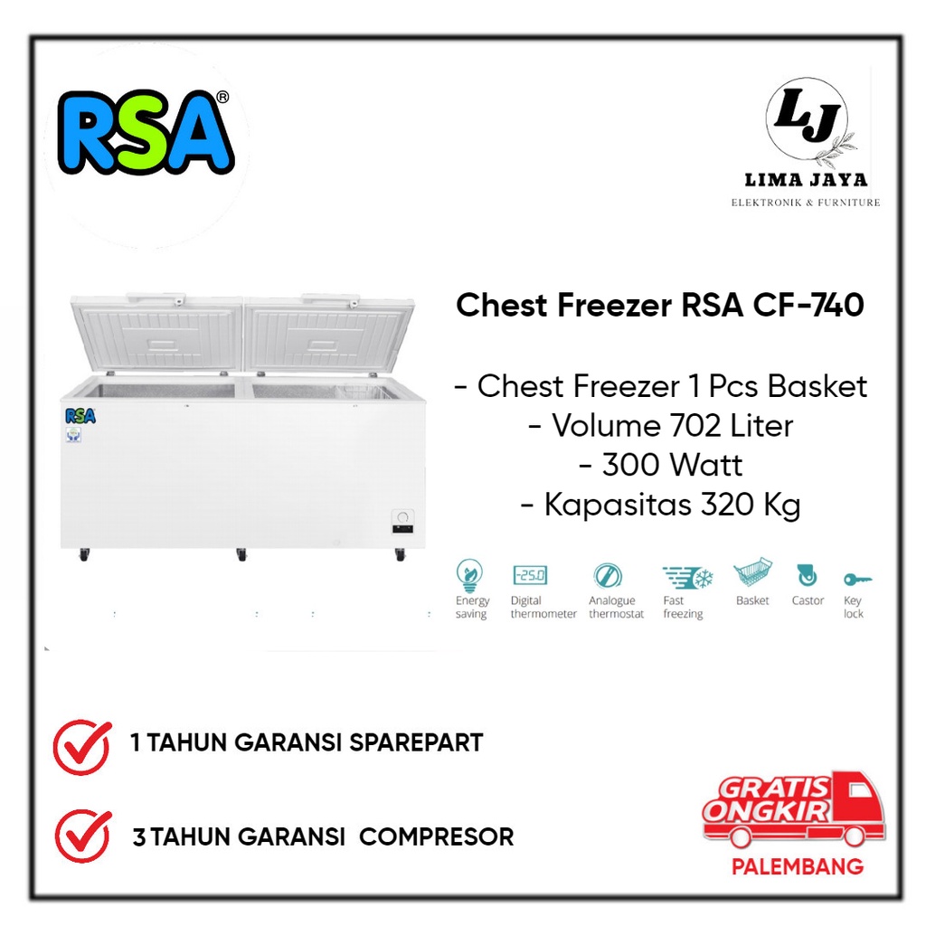 Jual Chest Freezer RSA CF-740 Freezer Box Lemari Pembeku RSA | Shopee ...