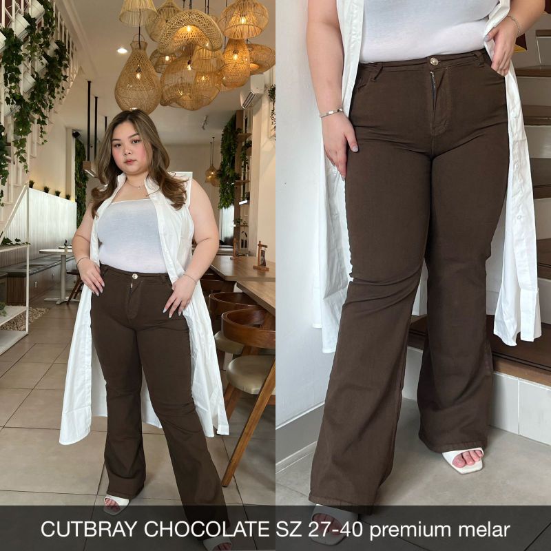 Jual Jeans Cutbray COKLAT Cutbray CHOCOLATE DARK (Ujung Kaki Jahit Rata ...