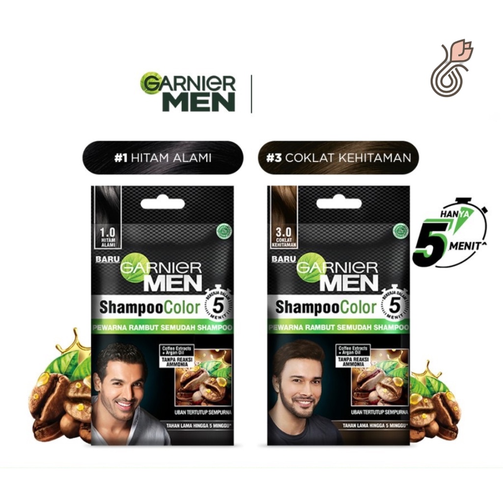 Jual Garnier Men Shampoo Color Black HItam Alami Dark Brown Coklat