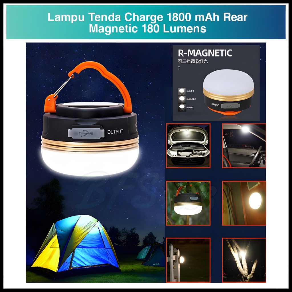 Jual Lampu Tenda Charge LED Cahaya Terang Hook Carabiner Magnet ...