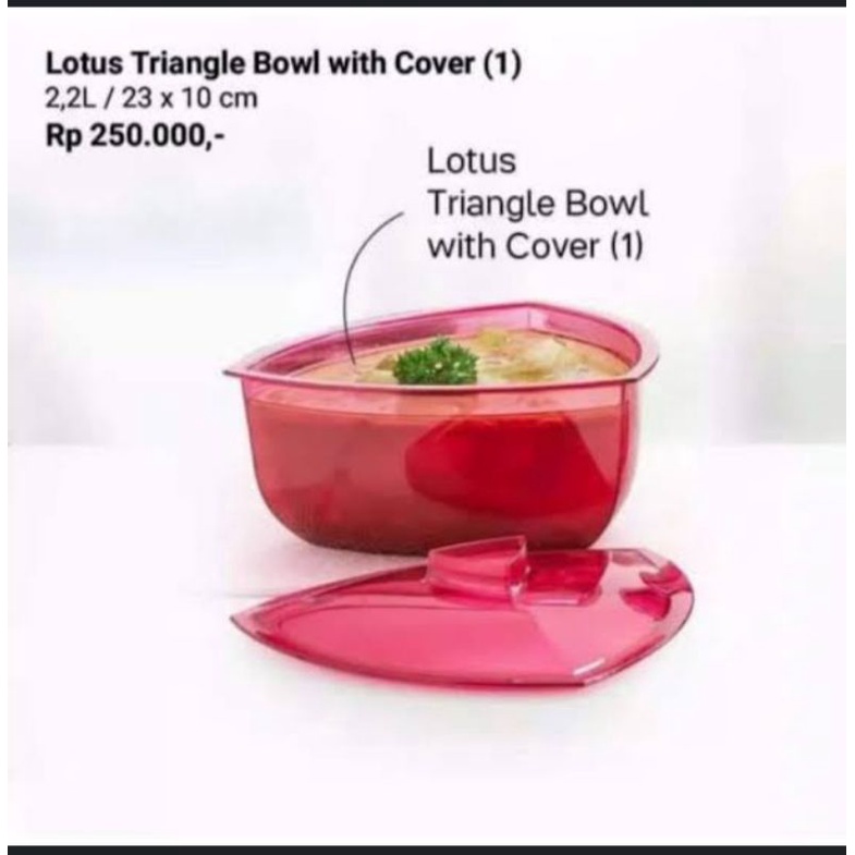 Jual lotus triangle bowl tupperware / mangkok kristal tupperware