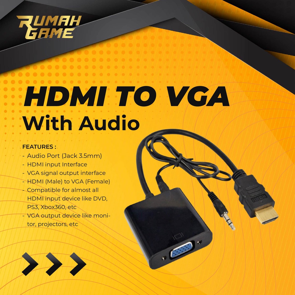 Jual Kabel Hdmi To Vga With Audio Converter Hdmi To Vga + Audi