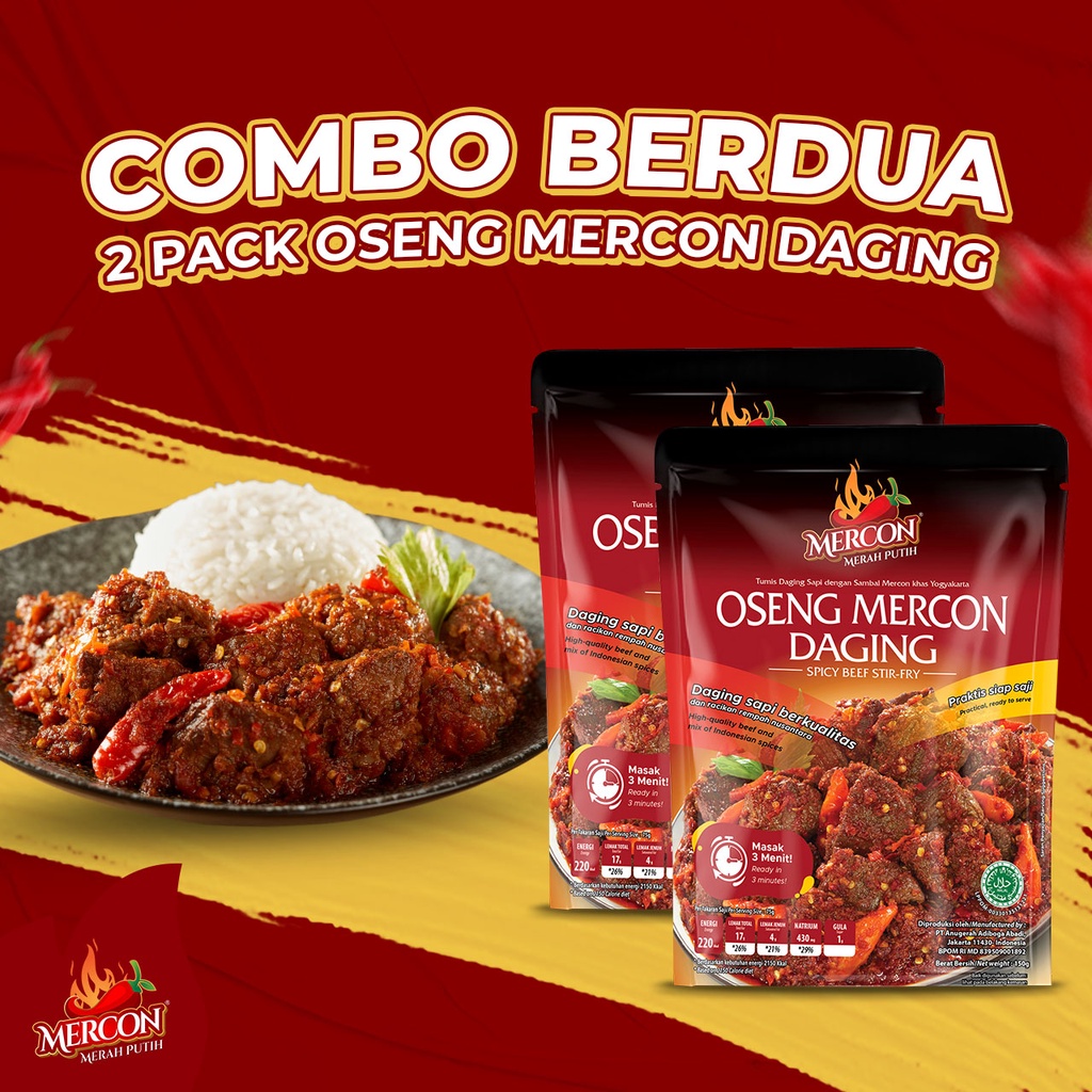 Jual Mercon Merah Putih - Hemat Combo Berdua || 2 x Oseng Mercon Daging ...