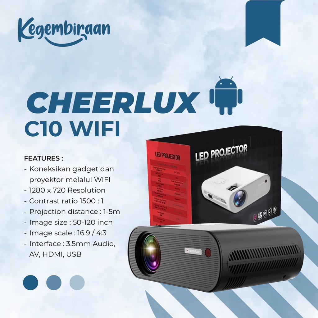 Jual Projector Cheerlux C10 WIFI TV Tuner Mini LED Proyektor 2800 ...