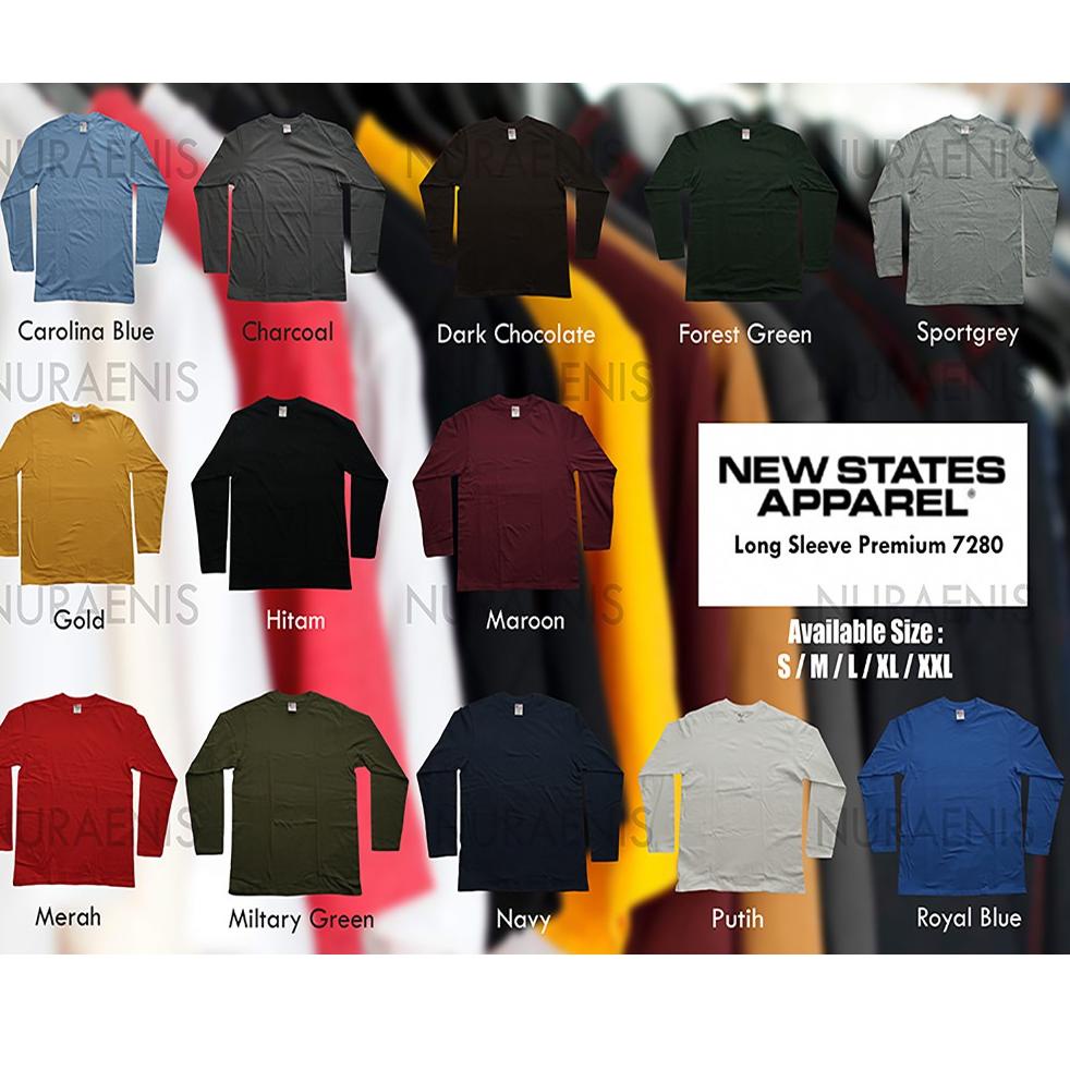 Jual STOK TERBARU Kaos Polos Long Sleeve New States Apparel NSA ...