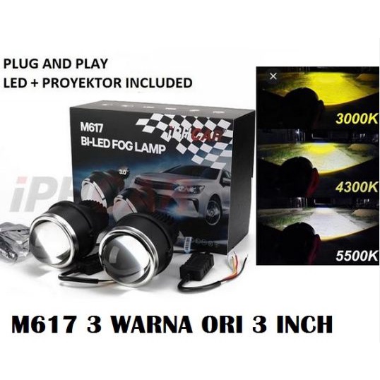 Jual BILED Lampu Bi LED FOGLAMP IPHCAR 3 warna Proyektor M617 HI LOW ...