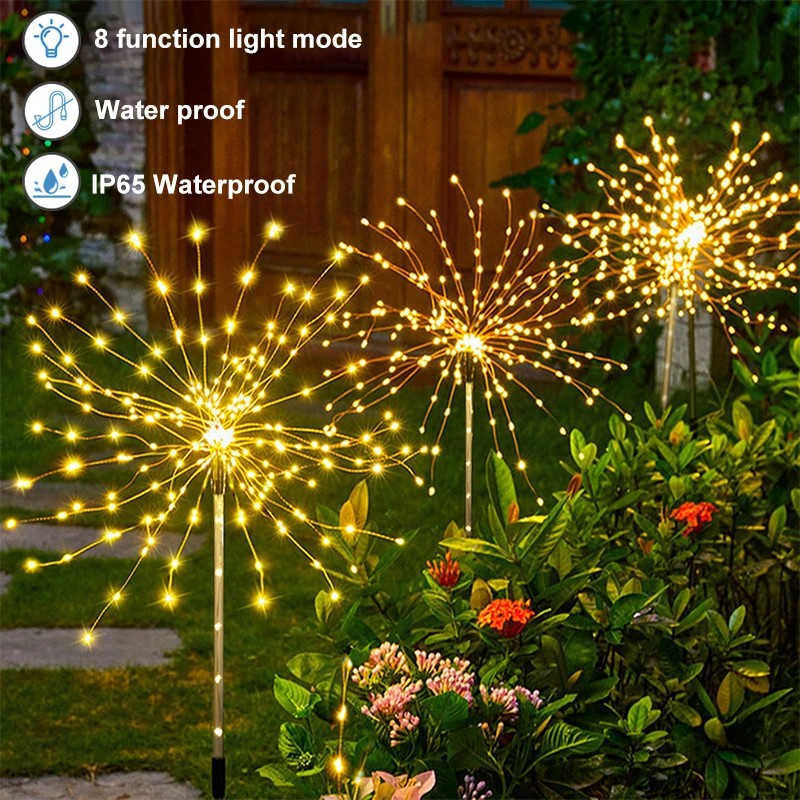 Jual Lampu Dekorasi Hias Taman 180 LED Solar Firework Light / Lampu