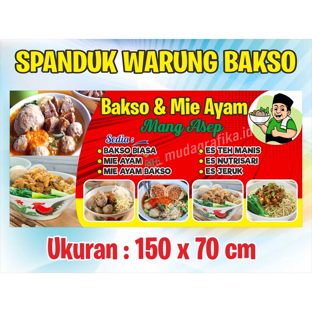 Jual Spanduk Warung Bakso Banner Bakso And Mie Ayam 150x70 Shopee