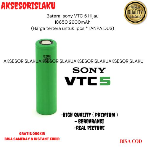 Jual Baterai Sony VTC 5 Hijau 18650 2600mAh Shopee Indonesia