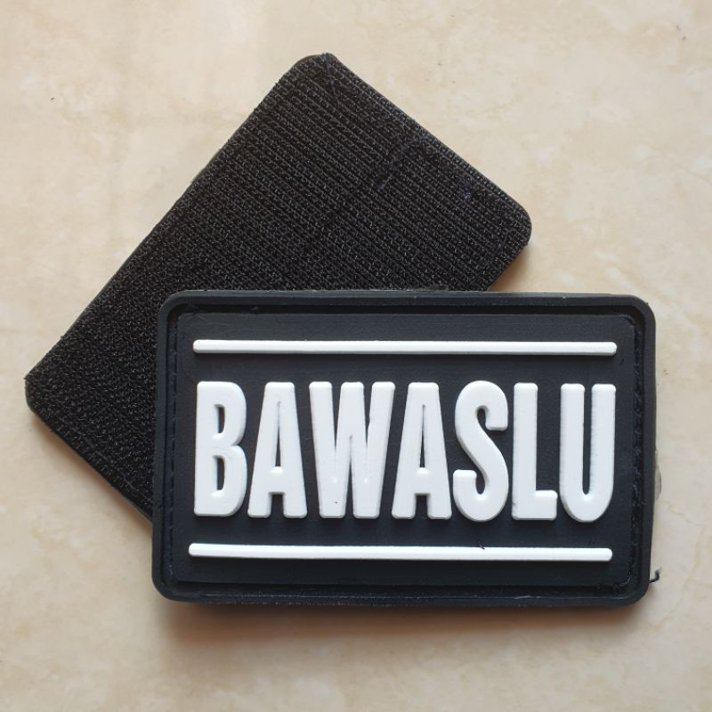 Jual Patch Rubber Logo Tulisan Bawaslu Dasar Hitam Badan Pengawas Pemilihan Umum Pemilu