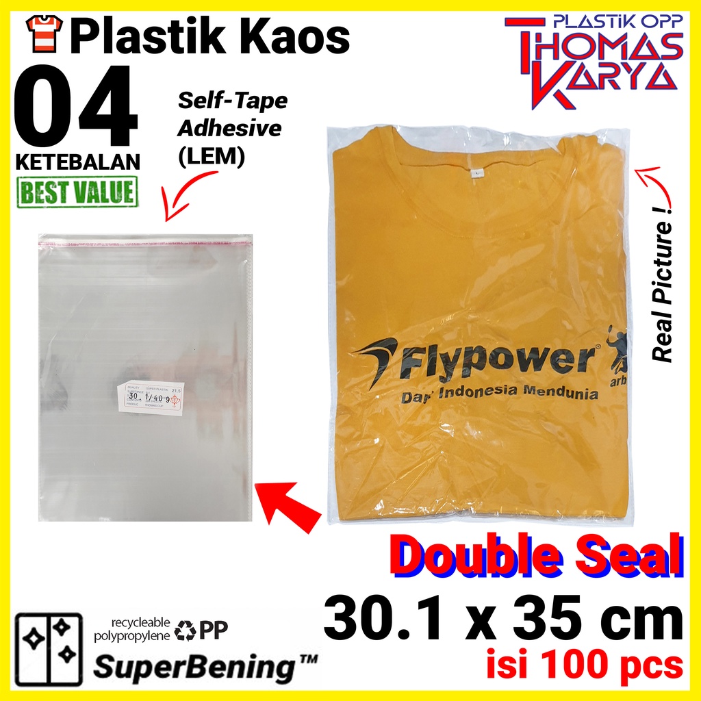 Jual Plastik Baju 30x40 35x40 25x35 Isi 100 Opp Double Seal Tebal Packing Pakaian Garmen Kemeja 7563