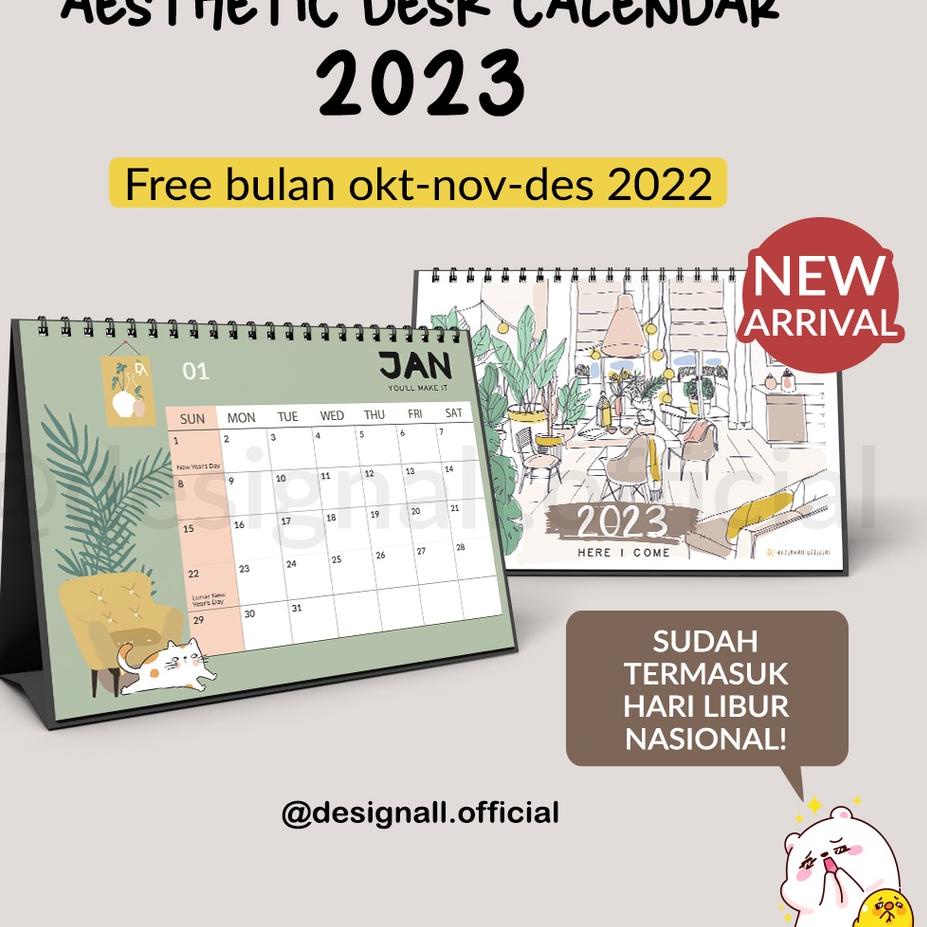 Jual ERV824 Designall Kalender Meja / Kalender Duduk Aesthetic Tahun ...