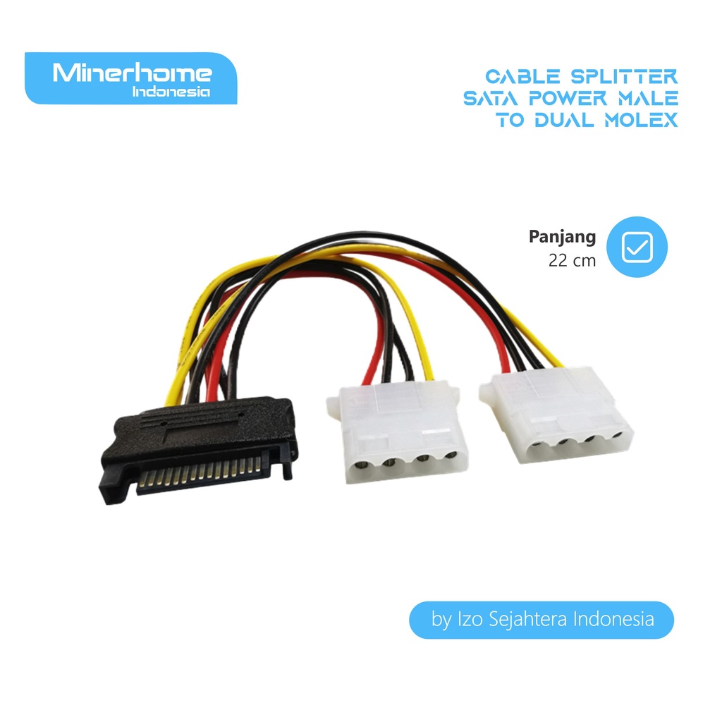 Jual Kabel Power Sata Male To Dual Molex Female | Shopee Indonesia