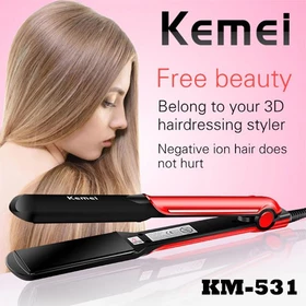 Catok Catokan Rambut Kemei 531 Ceramic Heating Plate Pelurus Pengeriting Elektrik Bahan Keramik