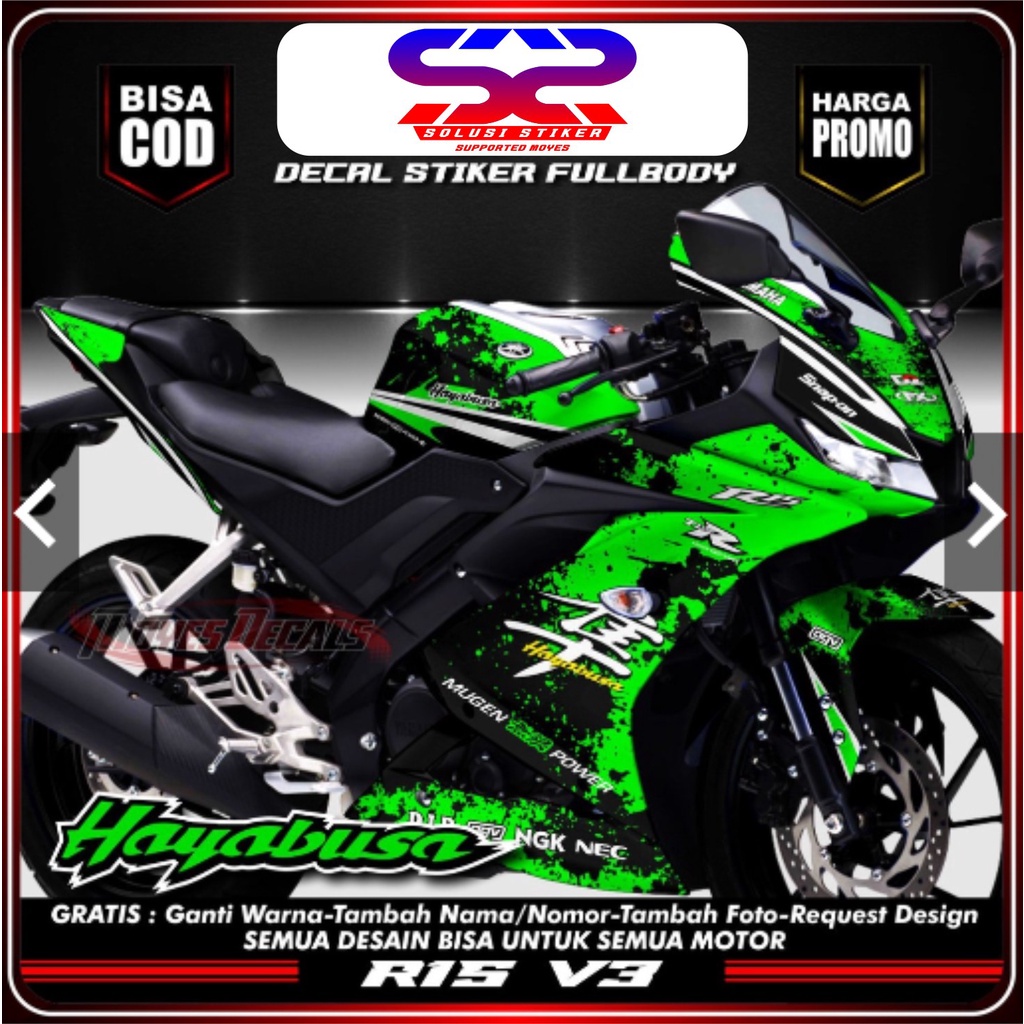 Jual Stiker Decal Variasi Yamaha R 15 V3 full body motif hayabusa ...