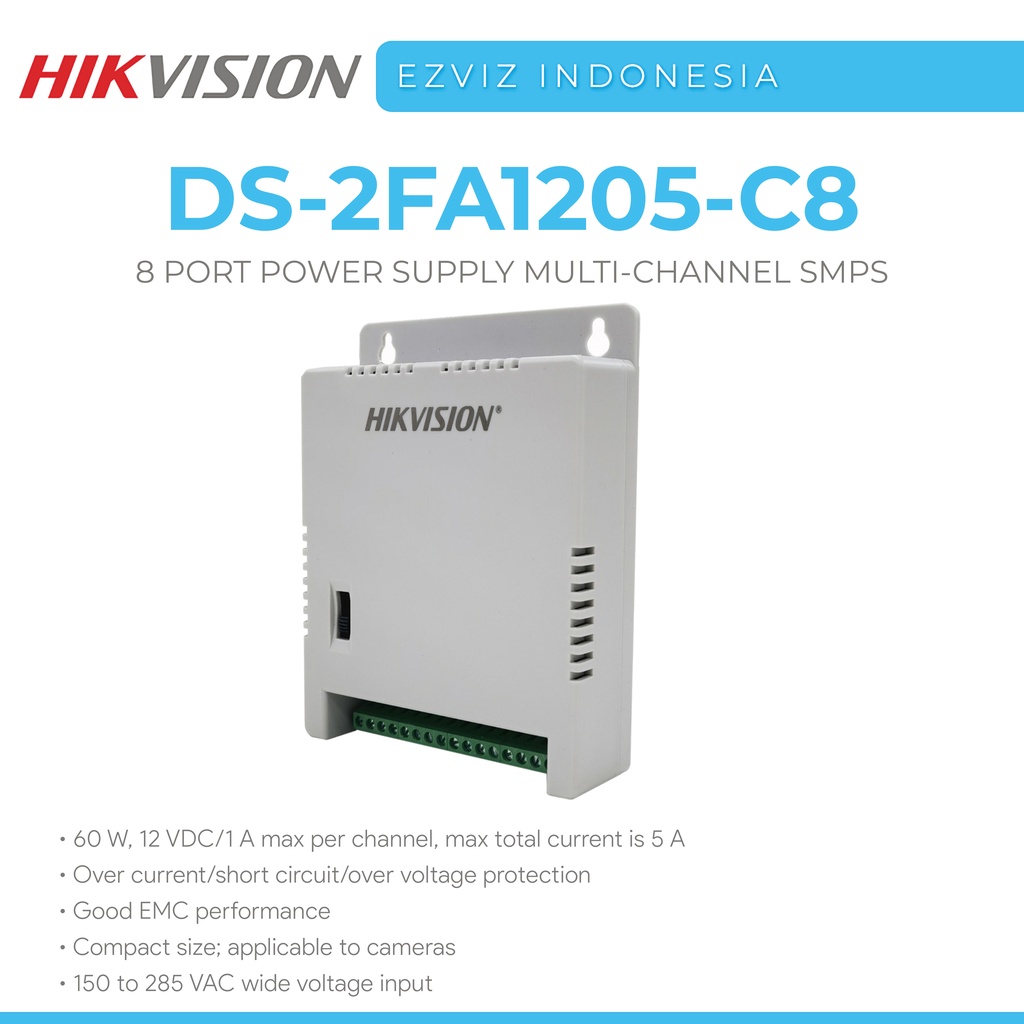 Jual HIKVISION DS2FA1205C8 8 PORT POWER SUPPLY MULTICHANNEL SPMS 60W 12VDC / 1A Shopee