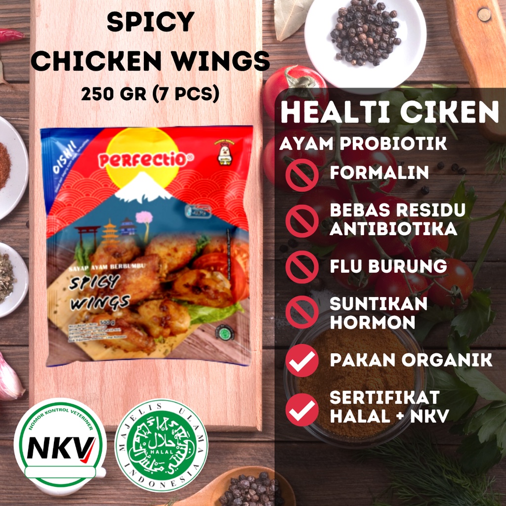 Jual PERFECTIO FROZEN FOOD SPICY CHICKEN WINGS 250 GR 7 PCS | Shopee ...