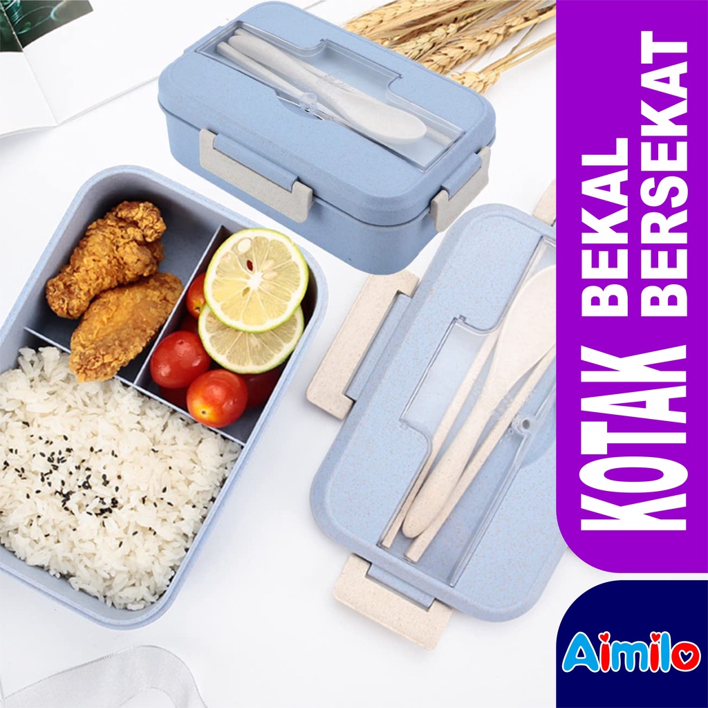 Jual Lunch Box Set Kotak Bekal Makan Jerami Gandum Kotak Makan Ml In Free Sendok Tempat