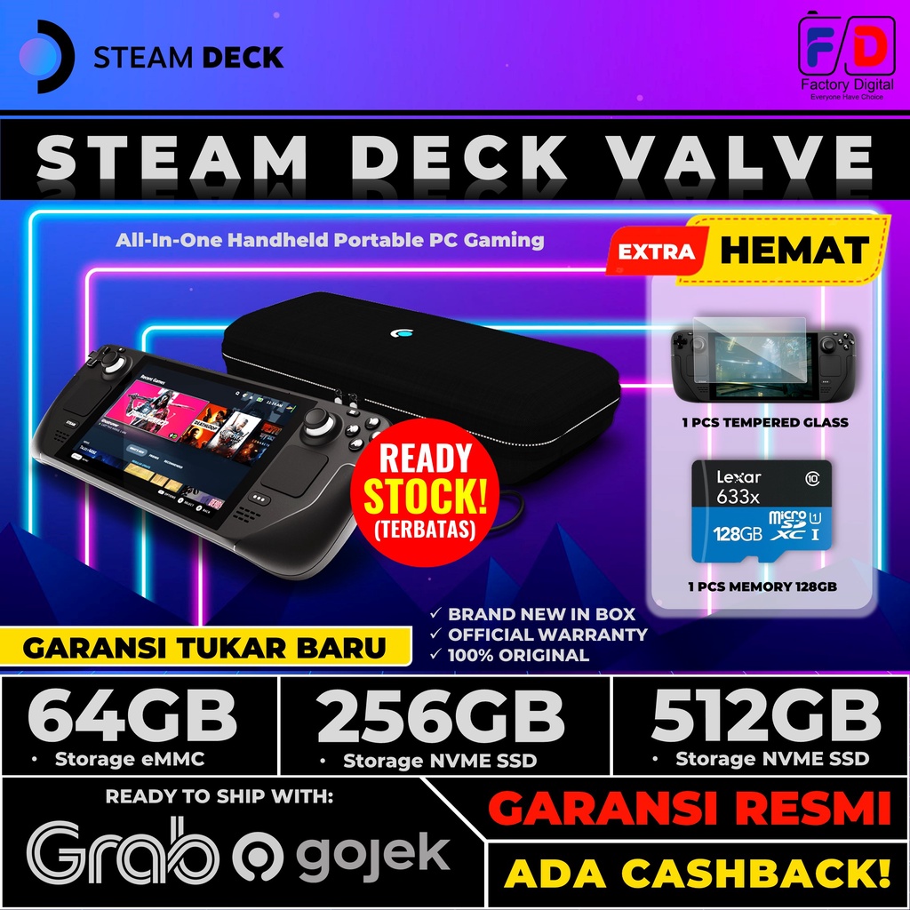 Jual Steam Deck Valve 64GB 256GB 512GB Handheld Gaming Original ...