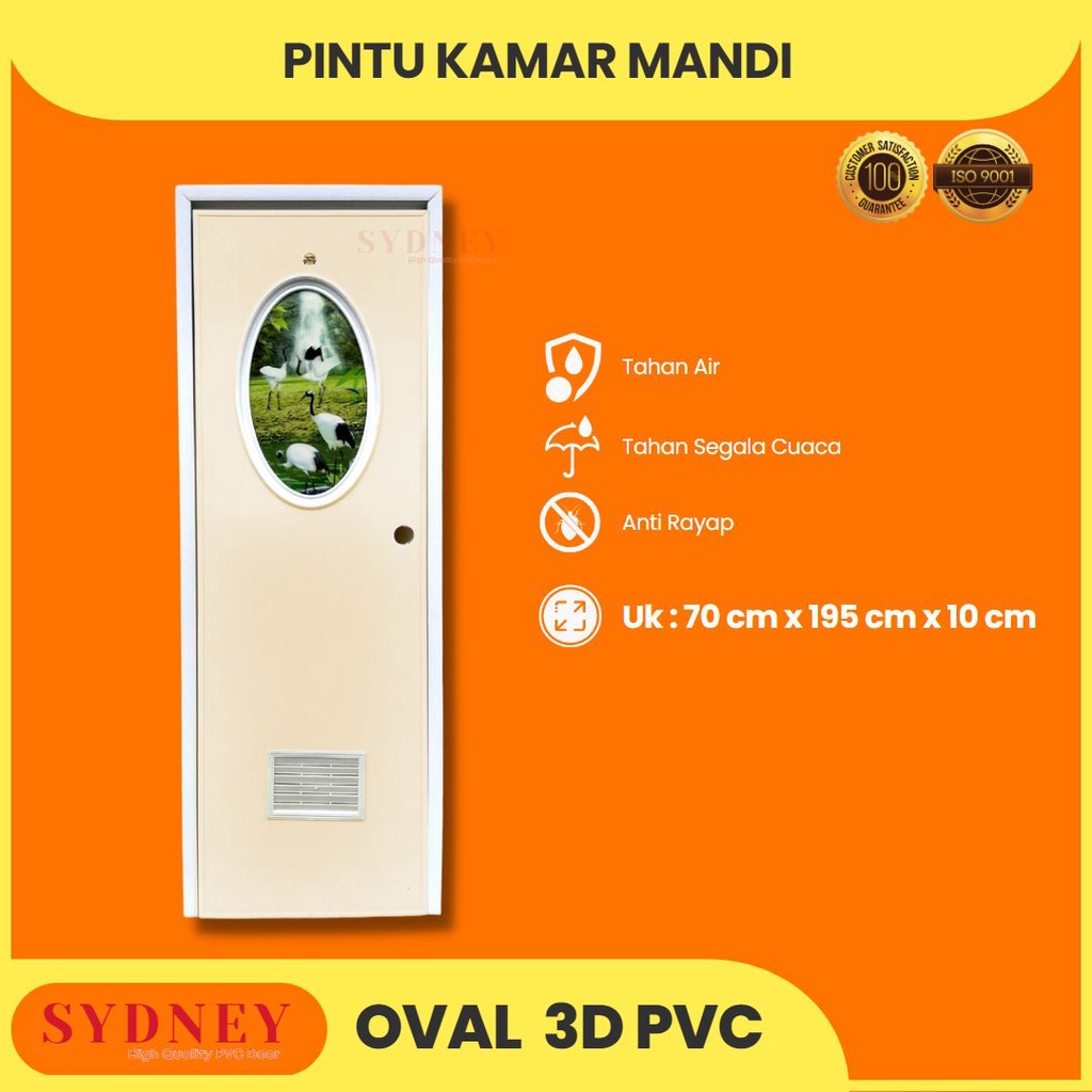 Jual Pintu Kamar Mandi PVC Tebal Kaca Oval Gambar 3D - Sydney | Shopee ...