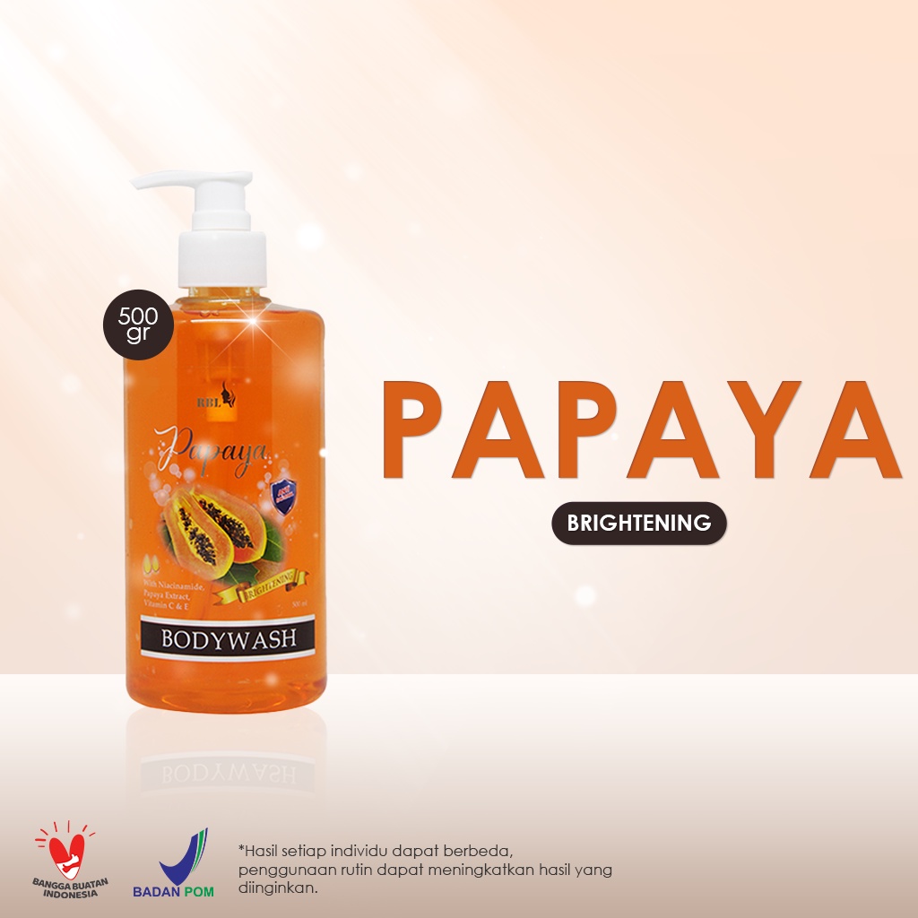 Jual Rbl Antibacterial Papaya Brightening Body Wash 500ml / Sabun
