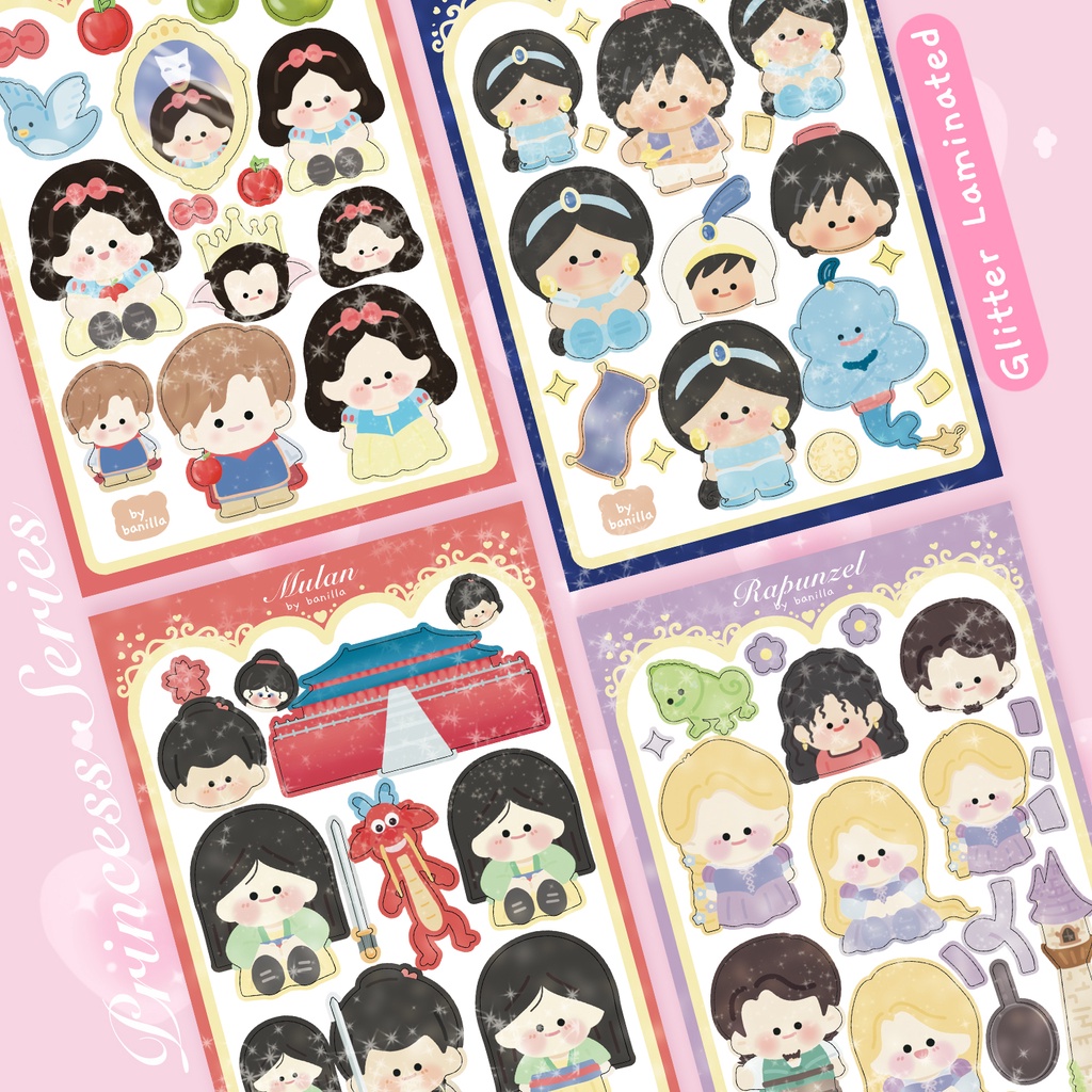 Jual Princess Series - Disney Fan Art Glitter Deco Sticker Sheet By ...