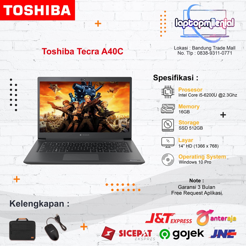 Jual Laptop Toshiba Dynabook Core i3/i5 Murah Bergaransi Win 10