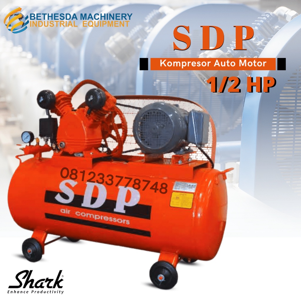 Jual Mesin Kompresor udara 1/2 HP 8 BAR Auto Motor 220 Volt SDP Air ...