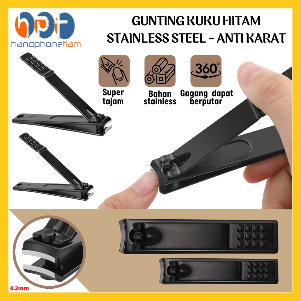 Jual Gunting Kuku Hitam Stainless Steel Anti Karat Korean Nail Clipper Alat Potong Kuku Manicure