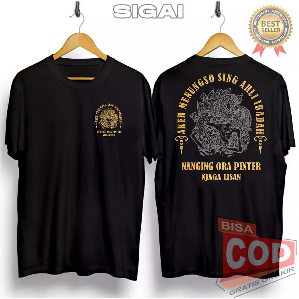 Jual Kaos Wayang Sing Ahli Ibadah Baju Distro Wayang Jawa Kaos Sablon Gold Kaos Jawa 4488