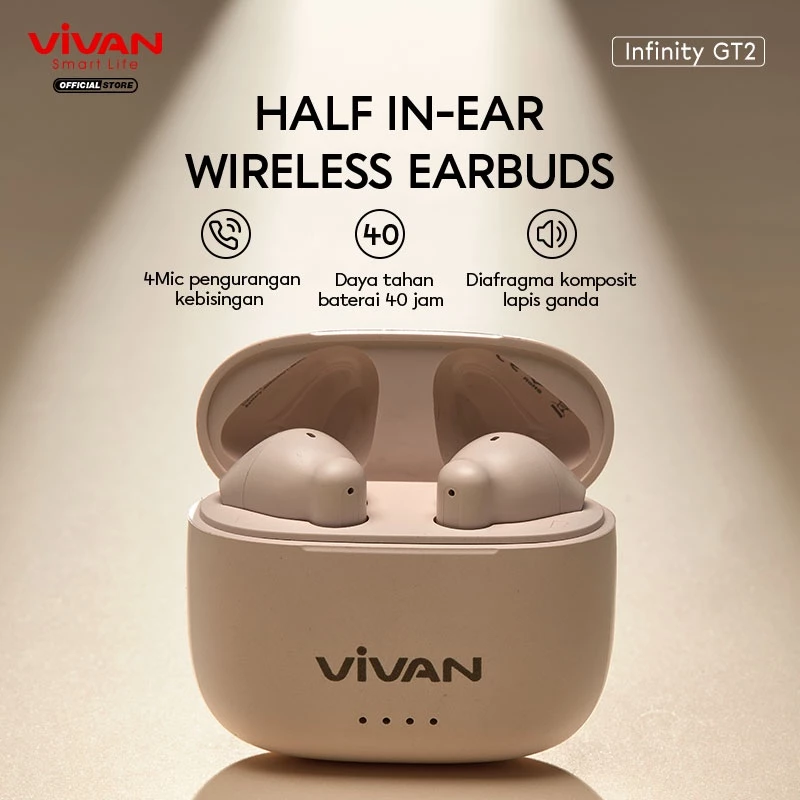 VIVAN TWS Infinity GT Series Earphone BT 5.3 Playtime 40 Jam Headset Earbuds GT2 Garansi 12 Bulan