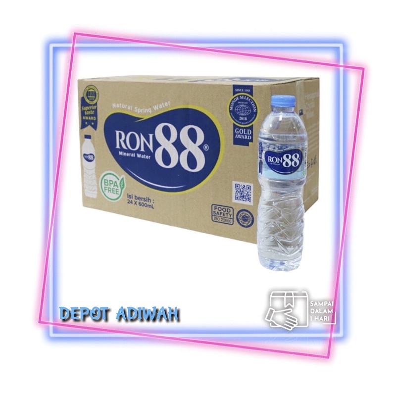Jual Ron88 air mineral botol/pet 600ml per karton (khusus instant ...