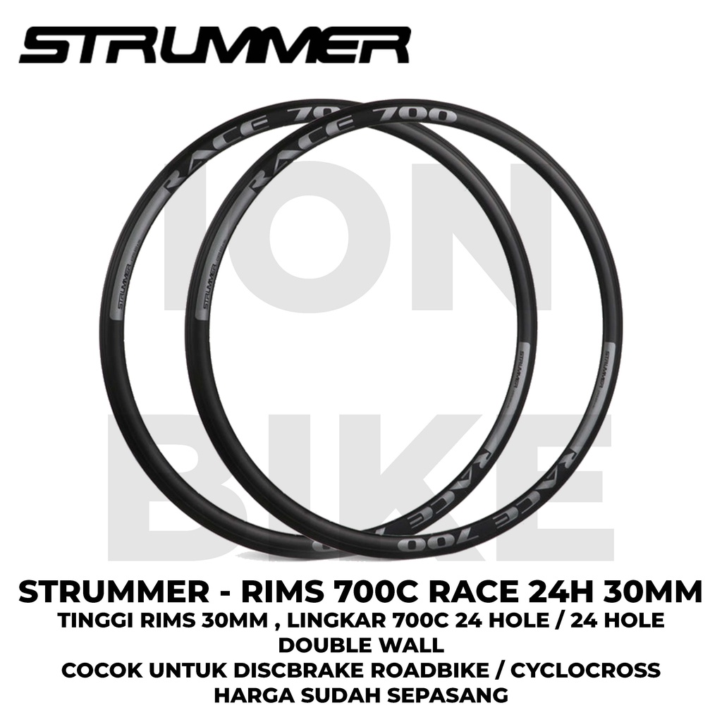 Jual Velg Strummer Race 700c 24 Hole 30mm Discbrake Rim Rims Sepeda ...