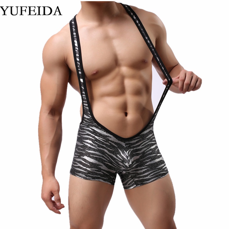 Jual Sexy Mens Undershirts Fitness Bodysuits OnePiece Overalls Leotard