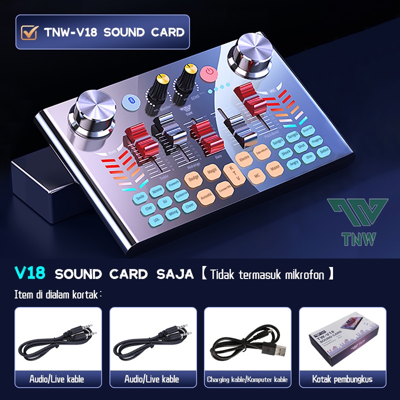Gambar produk TNW-V18 Sound Card Bluetooth Live SoundCard V18 Soundcard Audio Live Mixer untuk Live streaming Karaoke 6