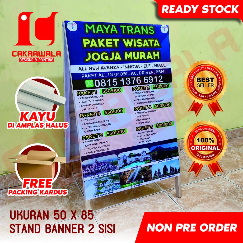 Jual Stand Banner Kayu Paket Wisata Ukuran X Standing Banner