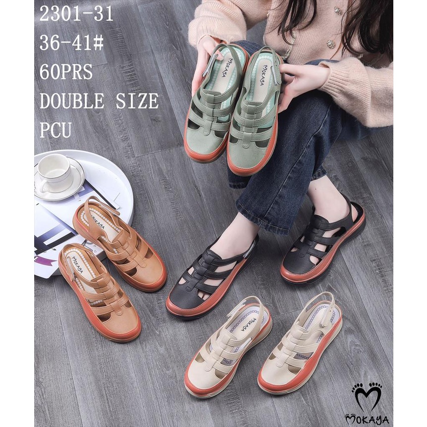 Jual Sandal Sepatu Jelly Velcro Wanita Korea Ban Tali Tiga Sambung ...