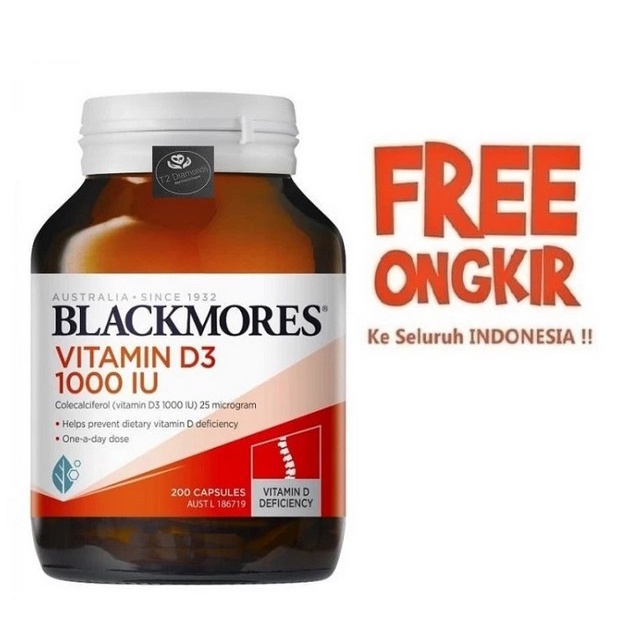 Jual Blackmores Vitamin D3 1000IU 200 Caps Bone Health Vit D 1000 IU ...