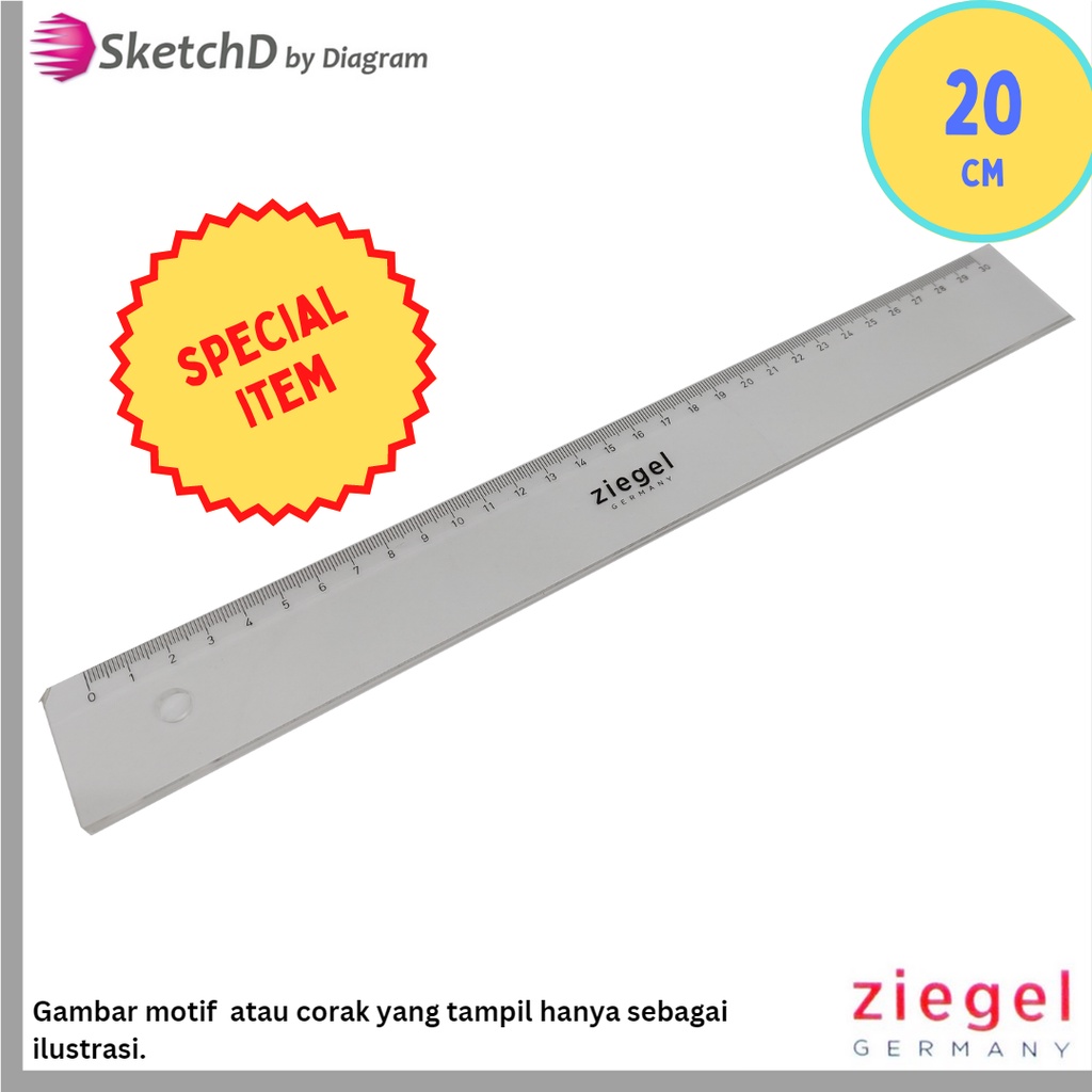 Jual Penggaris Datar 20 cm Ziegel Mistar Plastik Transparan Ruler ...
