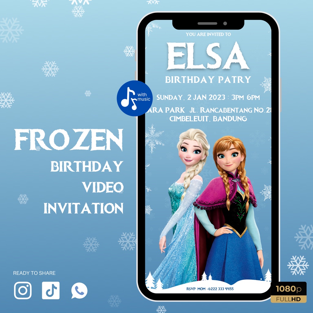 Jual Undangan Digital Frozen - Undangan Ulang Tahun Frozen - Undangan