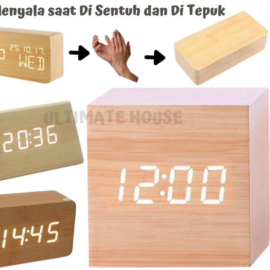 Jual Jam Meja Kayu LED Digital Wooden Small Table Clock Desk ☏ | Shopee ...