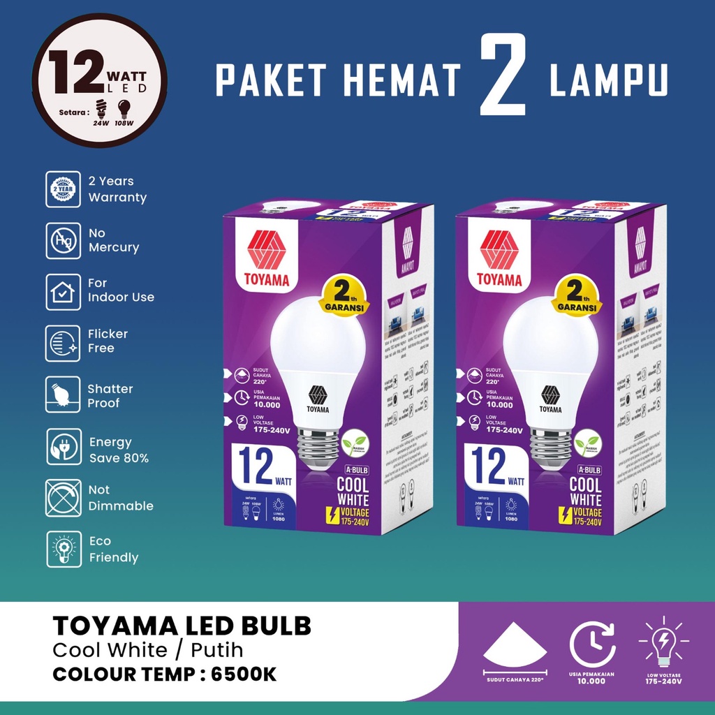 Jual Lampu LED Murah Super Terang 12 Watt Paket 2 PCS | Shopee Indonesia