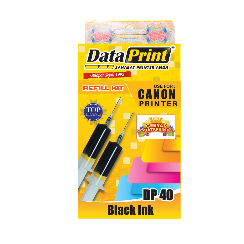 Jual DATAPRINT DP 40 CANON TINTA SUNTIK ISI ULANG REFILL BLACK INK ...