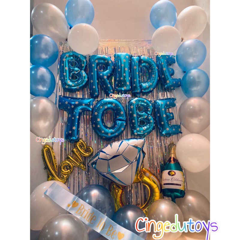 Jual Paket Set Dekorasi Bridal Shower Simpel Balon Bride To Be Full Set