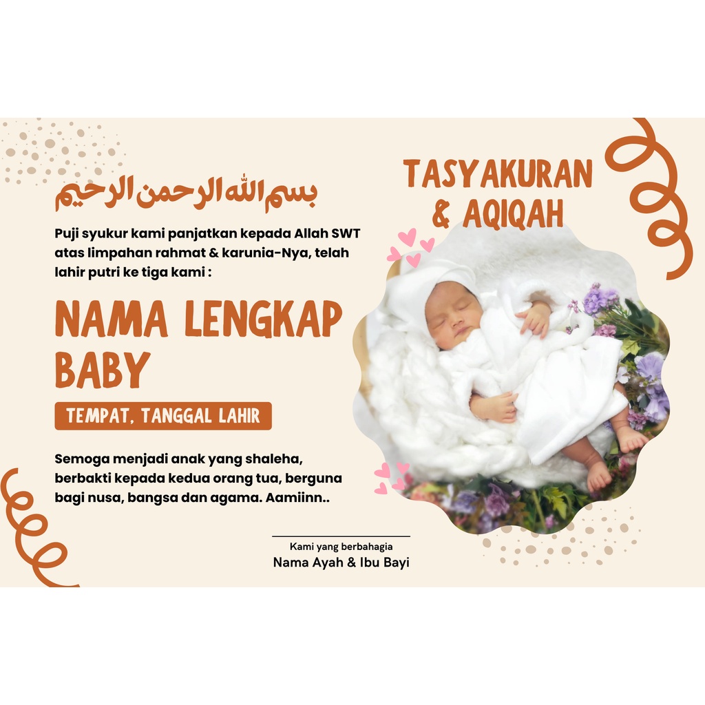 Jual Kartu / Sticker Tasyakuran Kelahiran Bayi / Aqiqah Desain Lucu ...