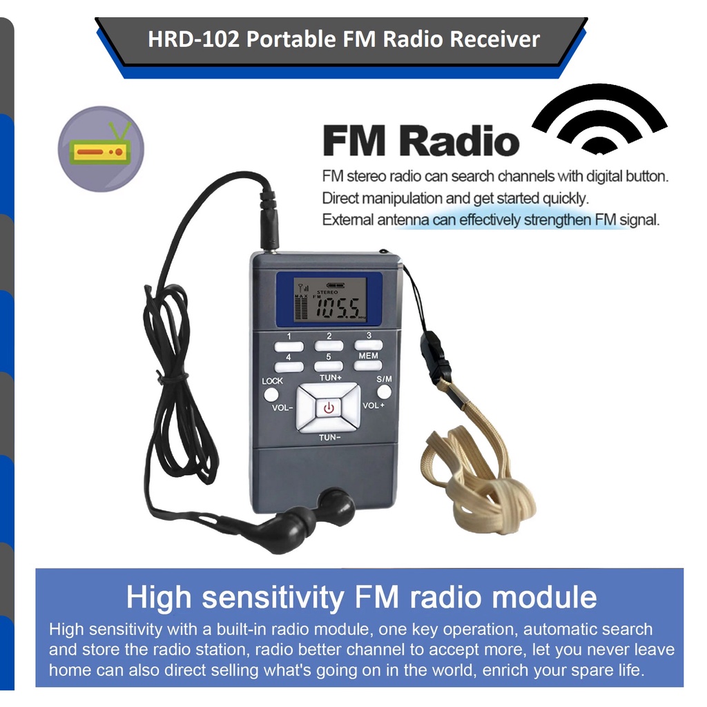 Jual HRD102 Portable FM Radio Receiver LCD Display DSP Pemutar Radio